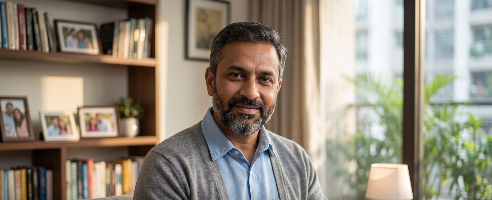 Father in his forties at home